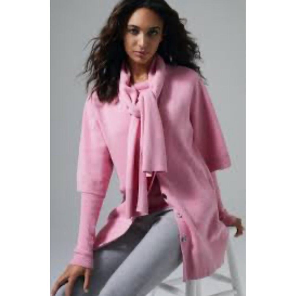 Carlisle Pink Tie-Front Wool-Blend Cardigan